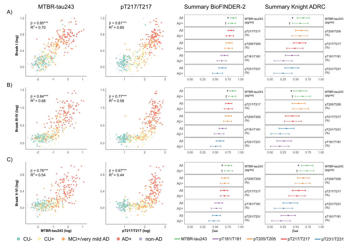 CSF生物標志物與不同Braak區(qū)域tau-PET的相關性